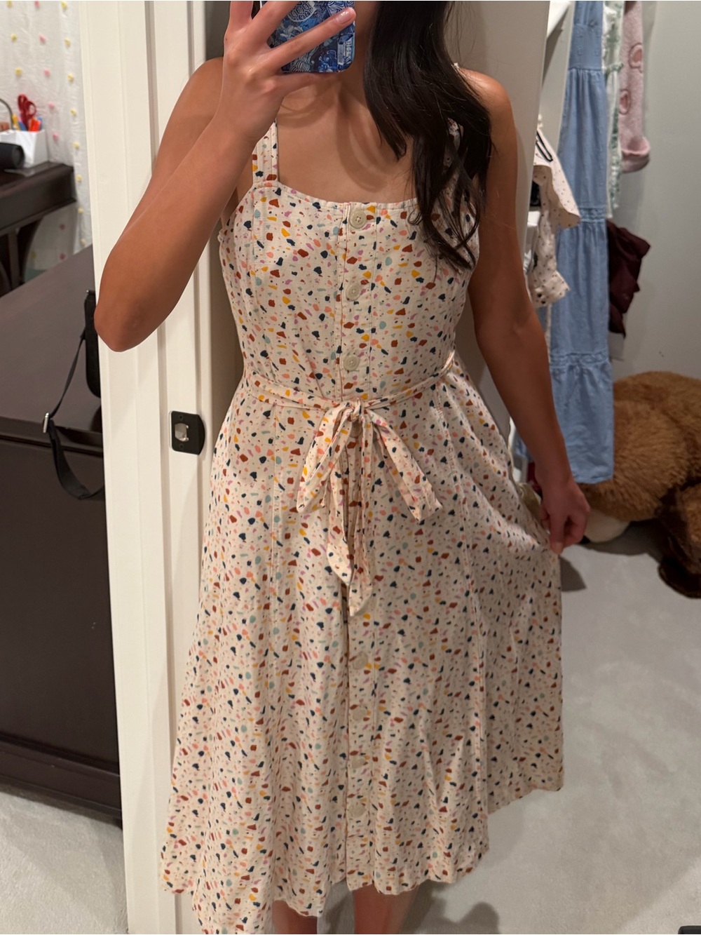 Madewell Cream Midi Dress with Multicolor Confetti